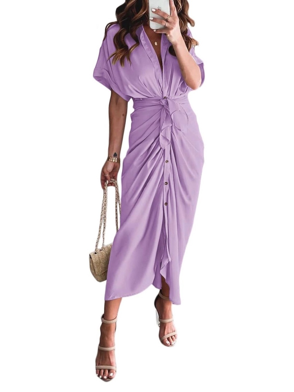 Linsery Satin Shirt Dress